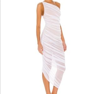 **NWT** Norma Kamali Diana Gown in White & Nude Mesh